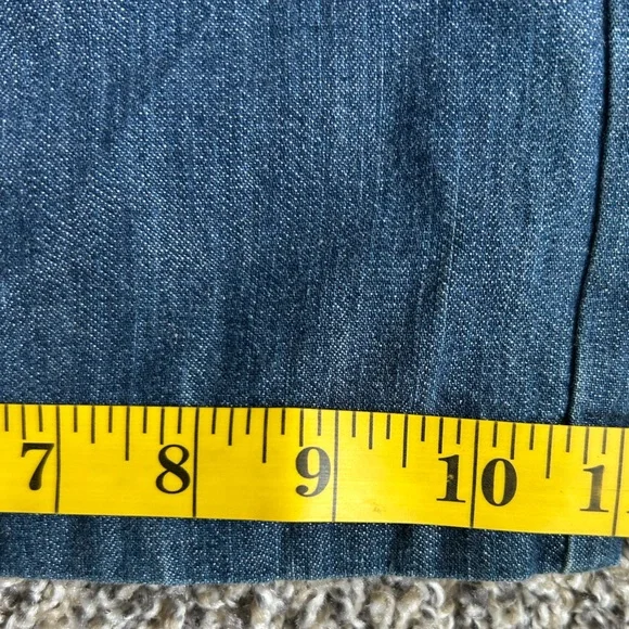 Express Y2K denim wide leg jumper with ruffled straps size 4 - Picture 7 of 10